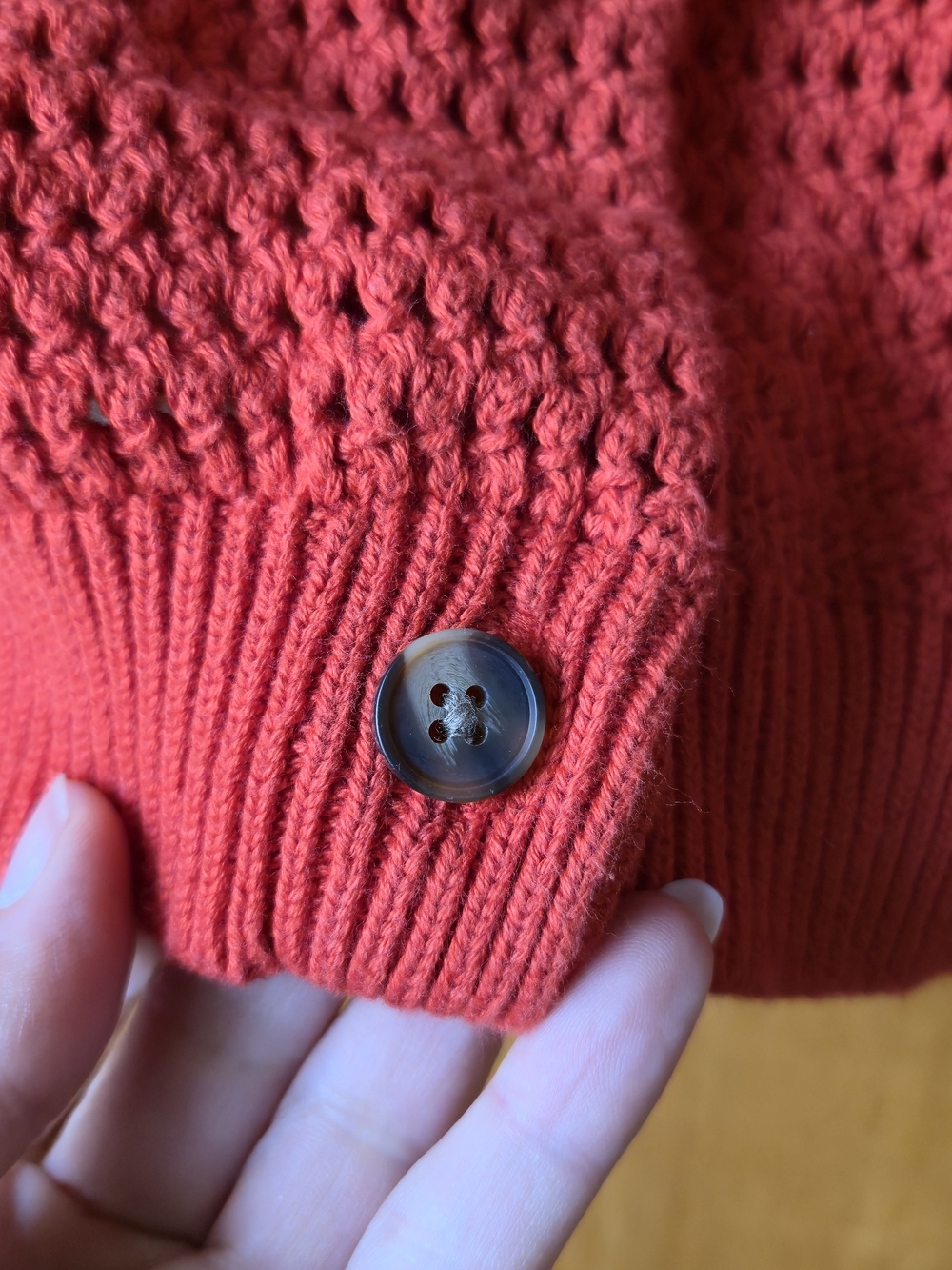 Banana Republic Red Open-Knit Button-Front Cardigan - Picture 3 of 4